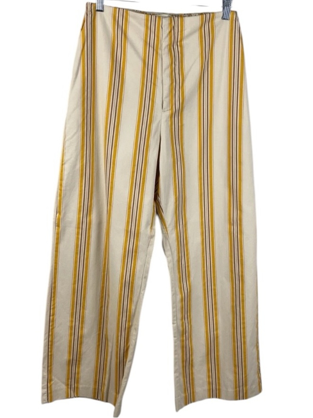 Abercrombie & Fitch Cream and Mustard Striped Wide Leg Pants